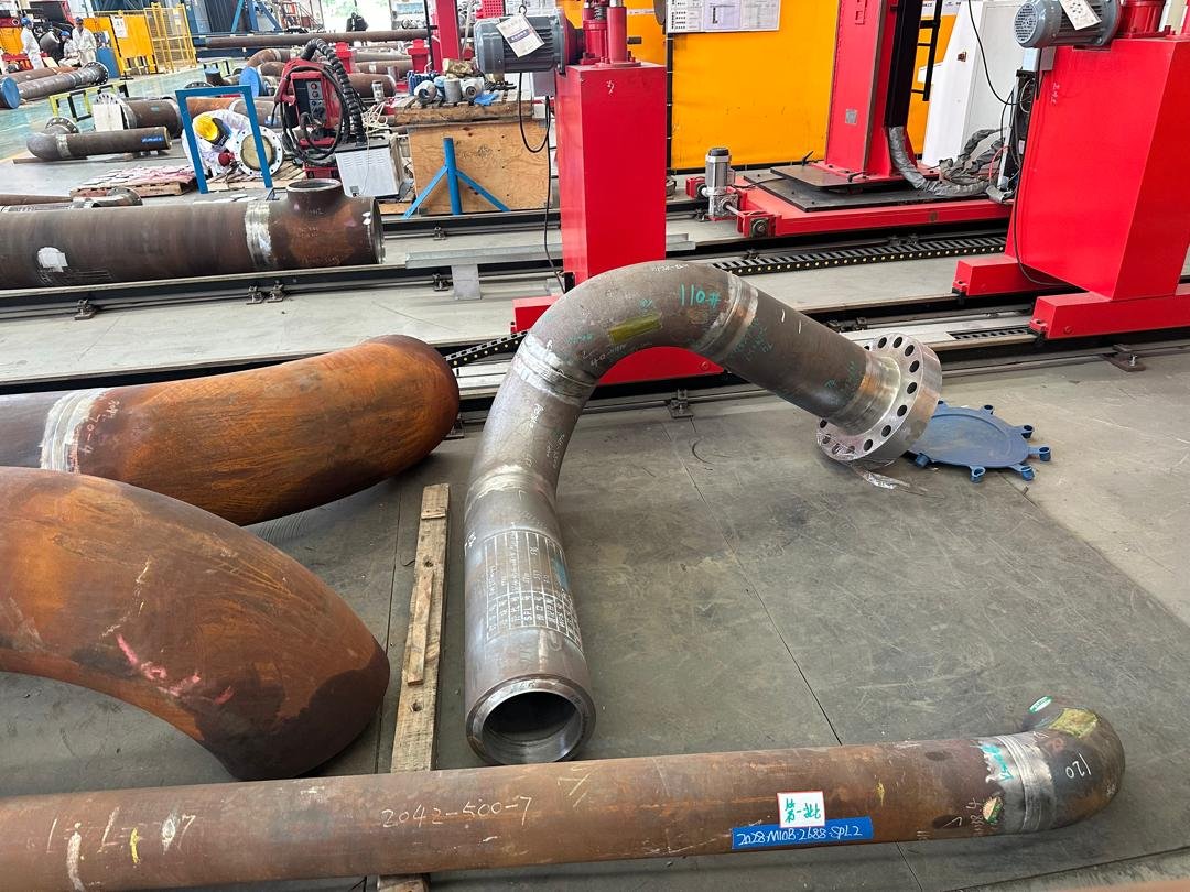 Spool pré-fabricado Zhongdi com curvas e flange, na oficina de tubulação